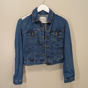 Delia's Denim Crop Jacket Trucker Y2K 90s Crochet - Size XS